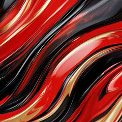 The image is a colorful abstract piece with red and black stripes. The red and black colors are bold and striking, creating a sense of energy and movement
