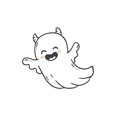 cute cartoon halloween ghost. Sketch of ghost on white background. Funny ghost in doodle style. Vector illustration
