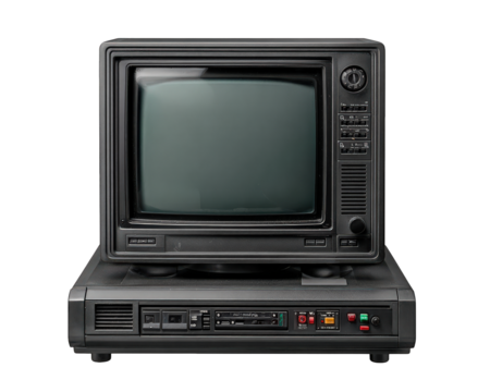 Nostalgic old vintage computer monitor with blank screen. retro electronic device representing classic technology, isolated on transparency background with feeling of obsolescence - Powered by Adobe