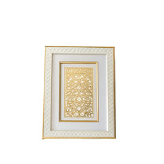 Ornate Gold Patterned Artwork in White and Gold Frame framed art intricate