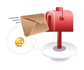 mailbox and letter symbol representing postal communication and message sending