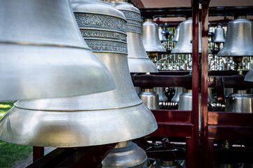 Carillon bells close-up view in outdoor structure