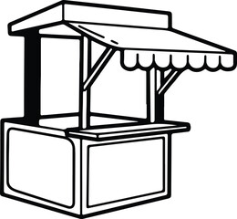 Vector silhouette of a market stall vendor stand illustration
