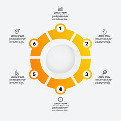 six steps diagram  orange cycle infographic