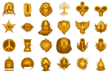 Spiritual Enlightenment Icon Set — Golden Mystic Symbols of Awakening, Meditation, and Inner Peace