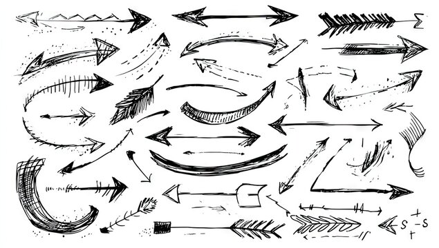 Collection of hand-drawn arrows in various styles - Powered by Adobe