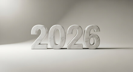 White 3d numbers 2026 on a light gray background
