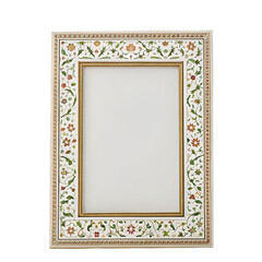 Ornate White and Gold Picture Frame with Intricate Floral Inlay Design ornate frame decorative frame