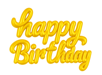 Happy Birthday lettering 3D golden on a transparent background PNG