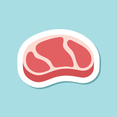 Raw meat sticker icon in flat style. Lamb or beef vector illustration on isolated background. Fried protein meal sign business concept.