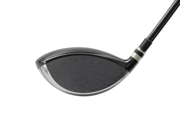 Sleek modern golf club driver head detail promoting accuracy and power for improved game play