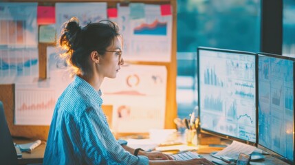 Data specialist compiling comprehensive market analysis documents sorting consumer and competitor information for indepth market insights in a bright workspace.