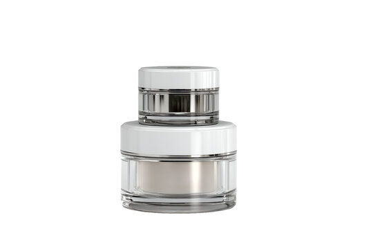 Elegant cream jars stacked for luxurious skincare advertising and cosmetic product packaging