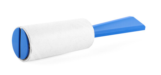 One sticky lint roller isolated on white