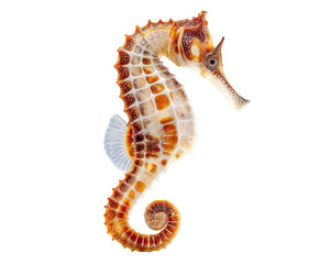 A detailed closeup of a seahorse with intricate patterns, isolated on transparent background