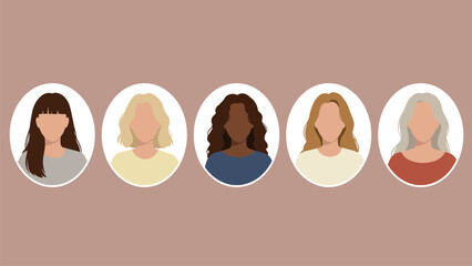 Diverse Women Avatar Set: Multi-Ethnic Group Profile Icons