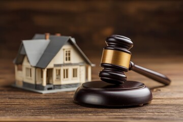Obraz premium Auction gavel and house miniature