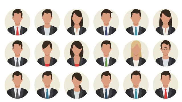 Diverse Professional Business Avatars Set