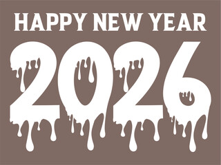 HAPPY NEW YEAR BANNER BROWN & WHITE.