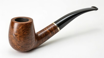 Elegant wooden tobacco pipe with polished finish and curved stem