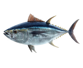 A detailed illustration of a yellowfin tuna fish isolated on transparent background, showcasing its sleek body and fins