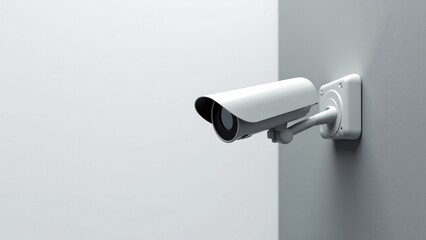 White Security Camera Mounted On Wall