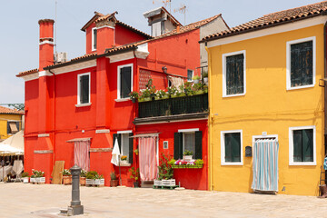 Colorful buildings on Burano island in the Venetian Lagoon