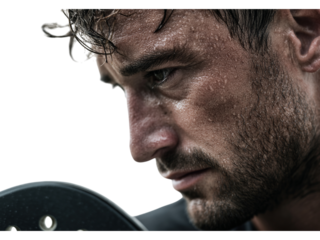 Intense focus on fitness goals shows a determined athlete training hard and pushing limits in the gym, embodying strength, dedication, and a powerful workout ethic