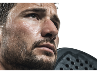 Intense focus in a determined athlete, sweat glistening after hard work, embodying dedication and perseverance, perfect for sports and fitness branding.