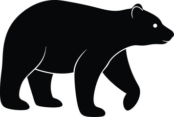 Black vector silhouette illustration of wild bear, polar bear, and bear cub animals