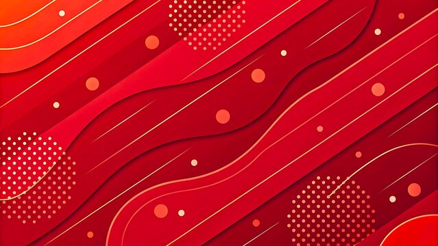 Red abstract background with curved lines dots and modern geometric pattern 
