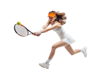 Dynamic tennis player hitting ball with power and focus, showcasing athleticism and determination in a high-energy sports scene, perfect for active lifestyle promotions