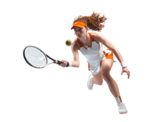 Dynamic tennis player poised for a powerful forehand shot, embodying athleticism and competitive spirit for sports marketing and fitness campaigns, conveying energy and motion