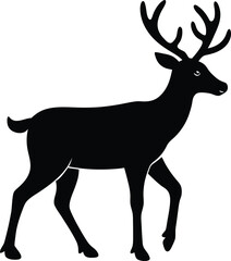 Vector illustration of a wild deer silhouette with antlers for nature and wildlife designs