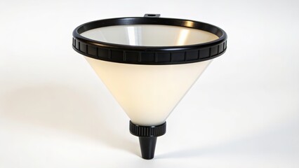 Plastic funnel isolated on white background for kitchen and laboratory use