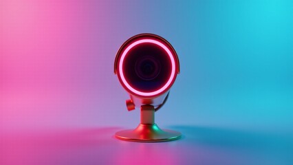 Futuristic Security Camera With Neon Light