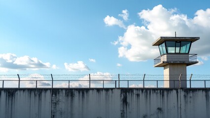 Prison Watch Tower Against Blue Sky