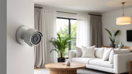Security Camera Protecting Modern Living Room