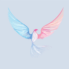 Obraz premium Elegant Gradient Phoenix with Flowing Wings – AI Generated