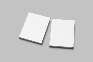 Realistic Book Cover Mockups on white 3D rendering