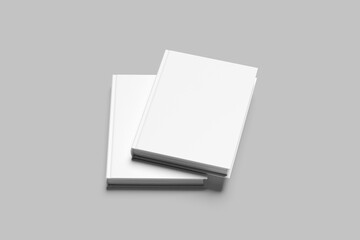 Realistic Book Cover Mockups on white 3D rendering
