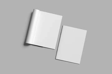 Realistic A4 Magazine Mockups on white 3D rendering