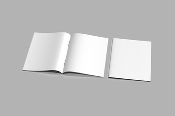Realistic A4 Magazine Mockups on white 3D rendering