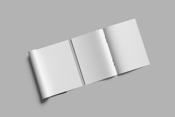Realistic A4 Magazine Mockups on white 3D rendering