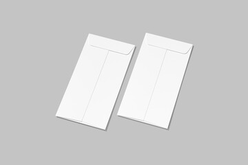 Realistic DL Envelope Mockups on white 3D rendering