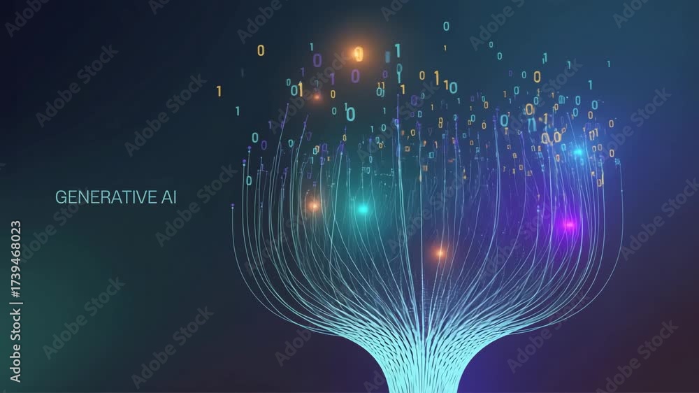 Wall mural generative ai concept: illustrative depiction of generative artificial intelligence, with binary cod