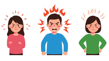 Cartoon People Expressing Various Stages of Anger and Frustration