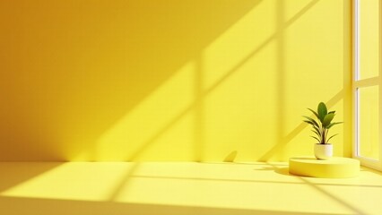Plant In Yellow Room With Sunlight