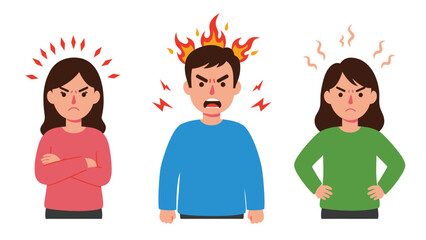 Diverse Cartoon Characters Expressing Various Degrees Of Anger And Frustration