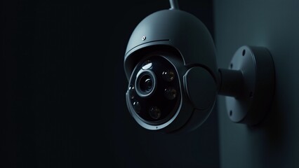 Modern Security Camera Mounted on Wall